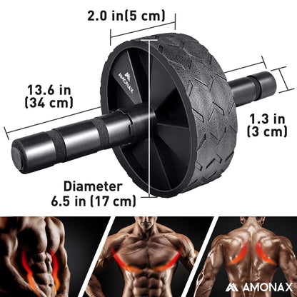 Amonax Gym Equipment for Home Workout (Ab Roller Wheel Set, Skipping Rope, Push-up Handles). Fitness Exercise, Strength Training Equipment for Abs, Weight Loss, Sport Accessories for Men Women