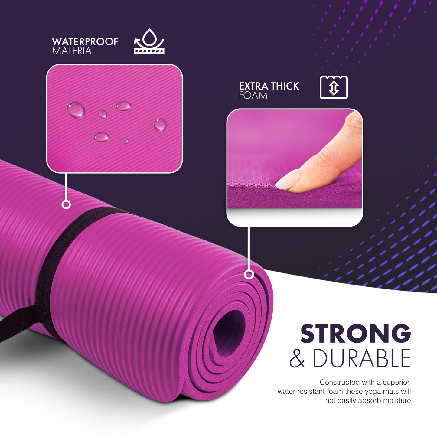 KAYMAN Exercise Yoga Mat Non Slip - Pink, 183 x 60 cm | Best Training & Workout Mat for Yoga, Pilates, Gymnastics, Stretching & Meditation | Eco Friendly Exercise Mat for Home with Carrying Straps