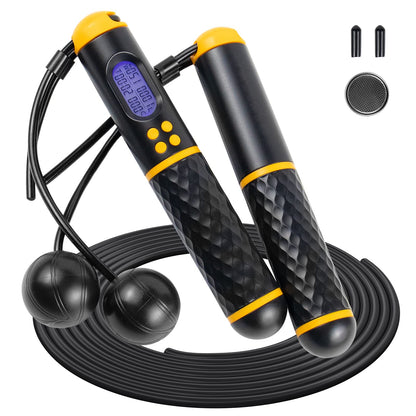 Skipping Rope Digital Jump Cordless - Counter Speed Tangle-Free Adjustable Rope & Non-Slip Handle with Weighted Skipping Ropes for Fitness, Exercise Jump Ropes for Children Adults