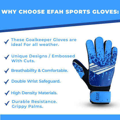 EFAH SPORTS Football Goalkeeper Gloves For Boys kids Children Youth Soccer Goalie Glove with Super Grip Palms