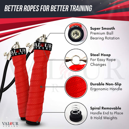 Valour Strike Weighted Skipping Rope | Best Jump Rope for Cardio Training & Home Workouts Outdoor | Weighted Skipping Rope for Fitness Exercise Equipment Home Gym Workout & HIIT Cardio Training