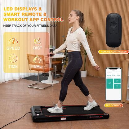 CITYSPORTS Under Desk Treadmill, Portable Walking Pad Treadmill, Remote & APP Control and LED Display,Adjustable Speed,Installation-Free,Treadmills for Home Office Aerobic Exercise(WP8 Black Red)