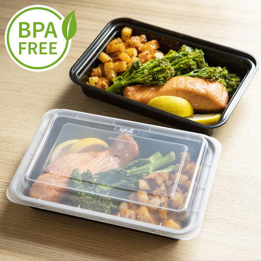[10 Pack] 1 Compartment BPA Free Reusable Meal Prep Containers - Plastic Food Storage Trays with Airtight Lids - Microwavable, Freezer and Dishwasher Safe - Stackable Bento Lunch Boxes (28 oz)