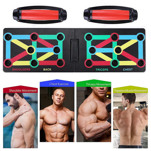 TOMSHOO Push Up Board, 12 in 1 Press Up Board Foldable Portable with Push Up Handle and Anti-slip Stickers, Multifunctional Muscle Board Workout Equipment for Gym, Home, Strength Training, Exercise