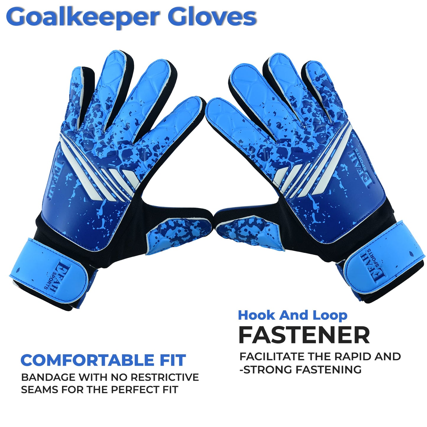 EFAH SPORTS Football Goalkeeper Gloves For Boys kids Children Youth Soccer Goalie Glove with Super Grip Palms