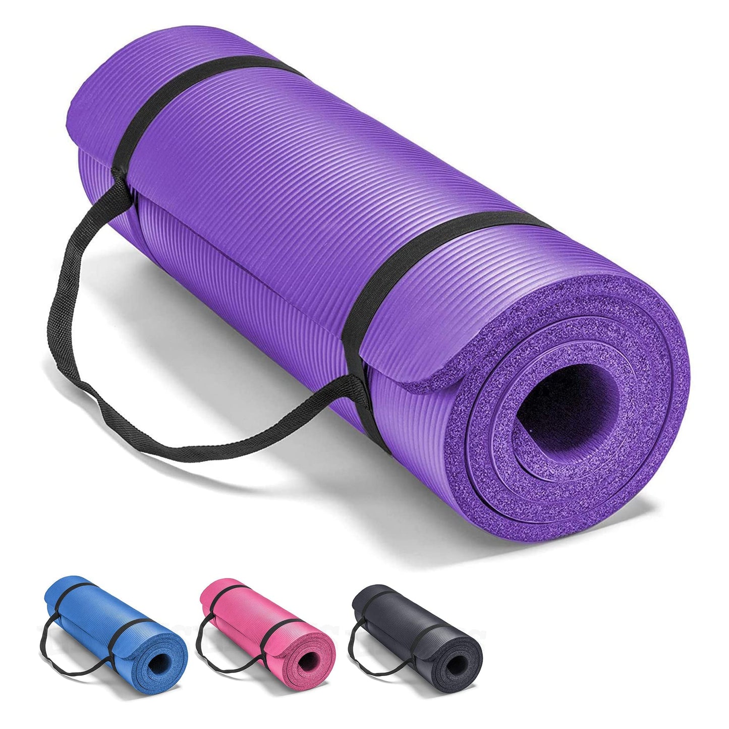 Lions Yoga Mat 10mm Thick NBR Foam Non-Slip Exercise Mat With Carrying Strap, Eco Friendly High Density Workout Mat for Women Men Home Gym Exercise, 180x61cm Purple