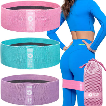 Exercise Resistance Bands for Legs and Butt - 3 Pack Beginner Level, Workout Fabric Non-Slip Gym Equipment Set for Women/Men, Squat Booty Bands for Working Out, Hip Thigh Glute Stretch Fitness Loops