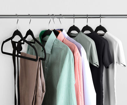 Utopia Home 50 Velvet Suit Hangers - Heavy Duty Velvet Clothes Hangers - Premium Non-Slip Hangers for Clothes - 360 Degree Swivel Hook Coat Hangers Adult - Sturdy to hold Jacket or Trouser (Black)