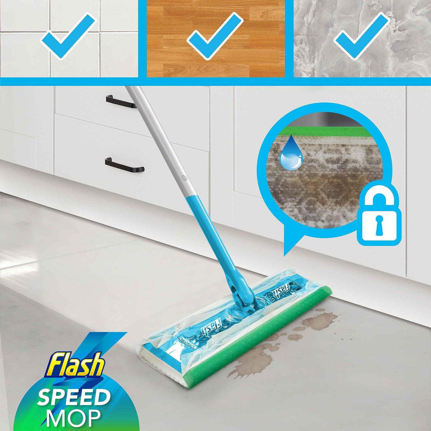 Flash Speedmop Floor Cleaner Starter Kit, Spray Mop, Dry Wet Mop, All-In-One Floor Mopping System (8 Wet + 16 Dry Pads)