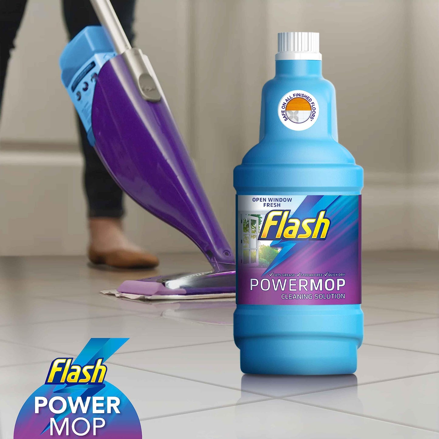 Flash Powermop Floor Cleaner Starter Kit, All-In-One Mopping System, Powered Deep Clean For Your Hard Floor Surfaces