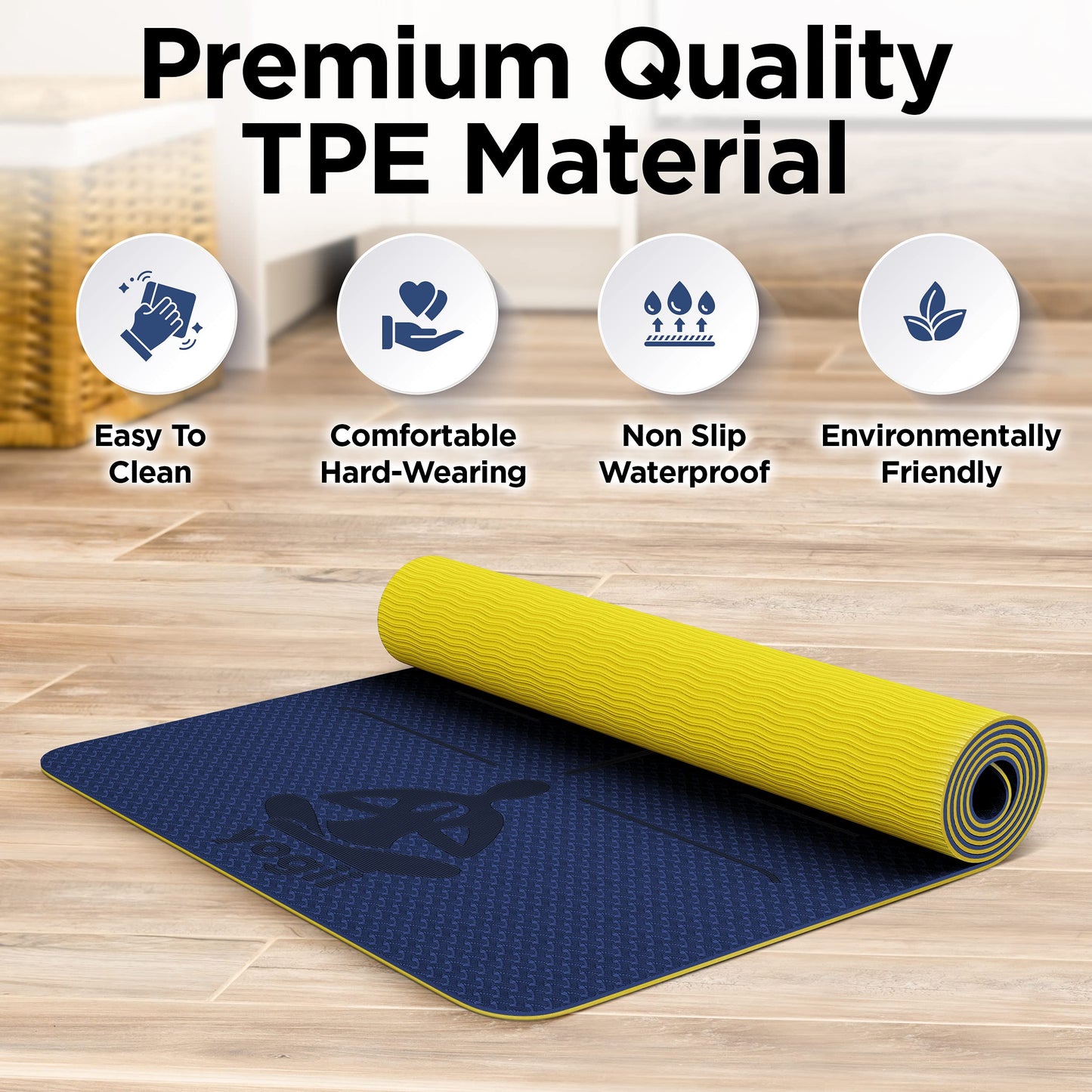 Yogii Yoga Mat - Premium TPE Pilates Mats - 183 x 61 x 0.6cm Eco