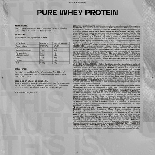 Bulk Pure Whey Protein Powder Shake, Vanilla, 1 kg, Packaging May Vary