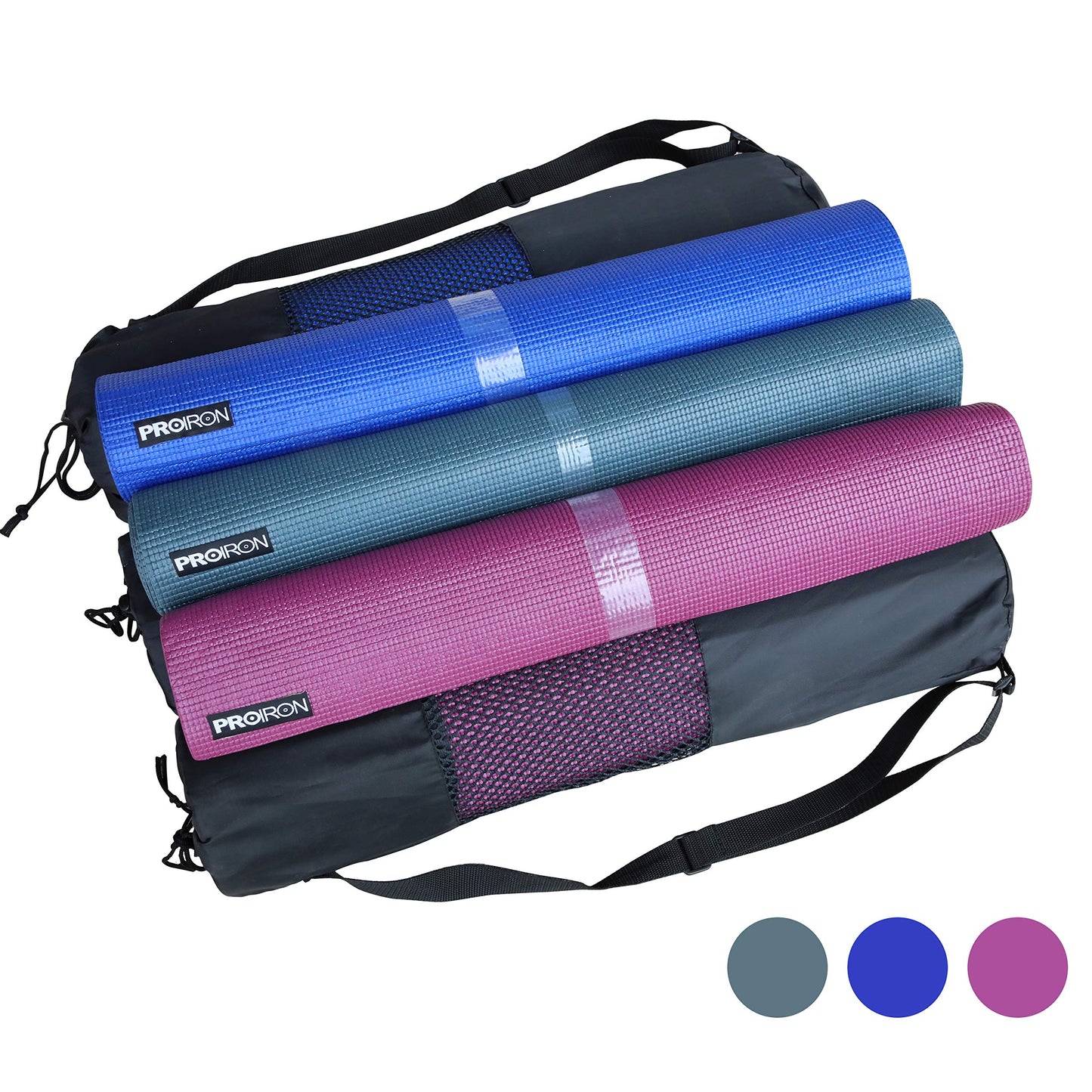 PROIRON Yoga Mat Exercise Mat with Free Travel Carry Bag for Home Gym Fitness 3.5mm or 6mm thick in Blue, Dark Green, Purple