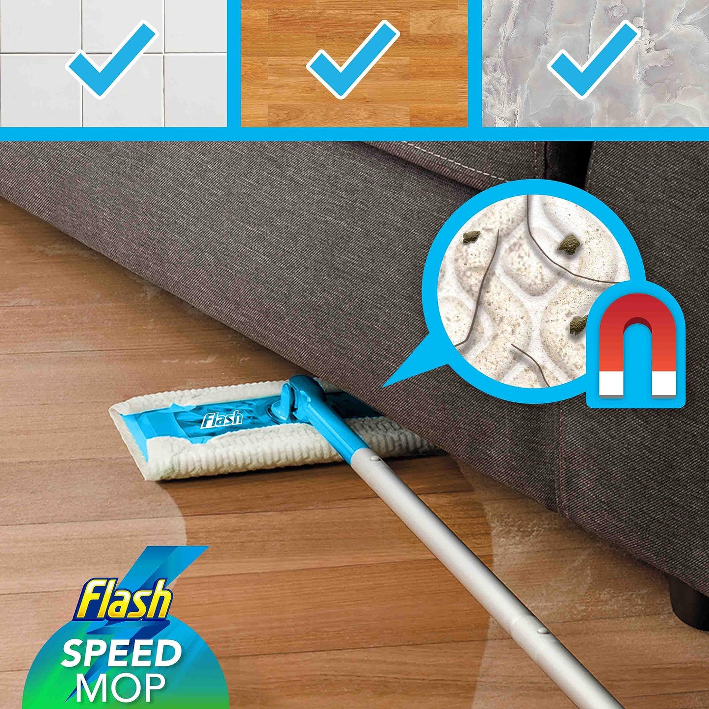 Flash Speedmop Floor Cleaner Starter Kit, Spray Mop, Dry Wet Mop, All-In-One Floor Mopping System (8 Wet + 16 Dry Pads)